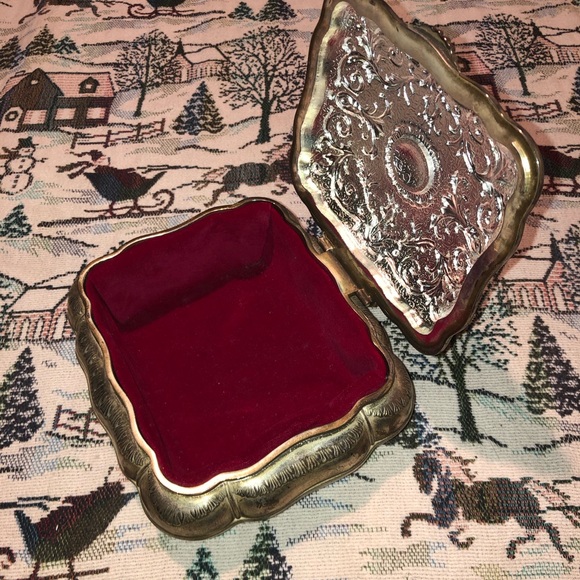 Silver Plated Jewelry box with red interior lining - Picture 14 of 16
